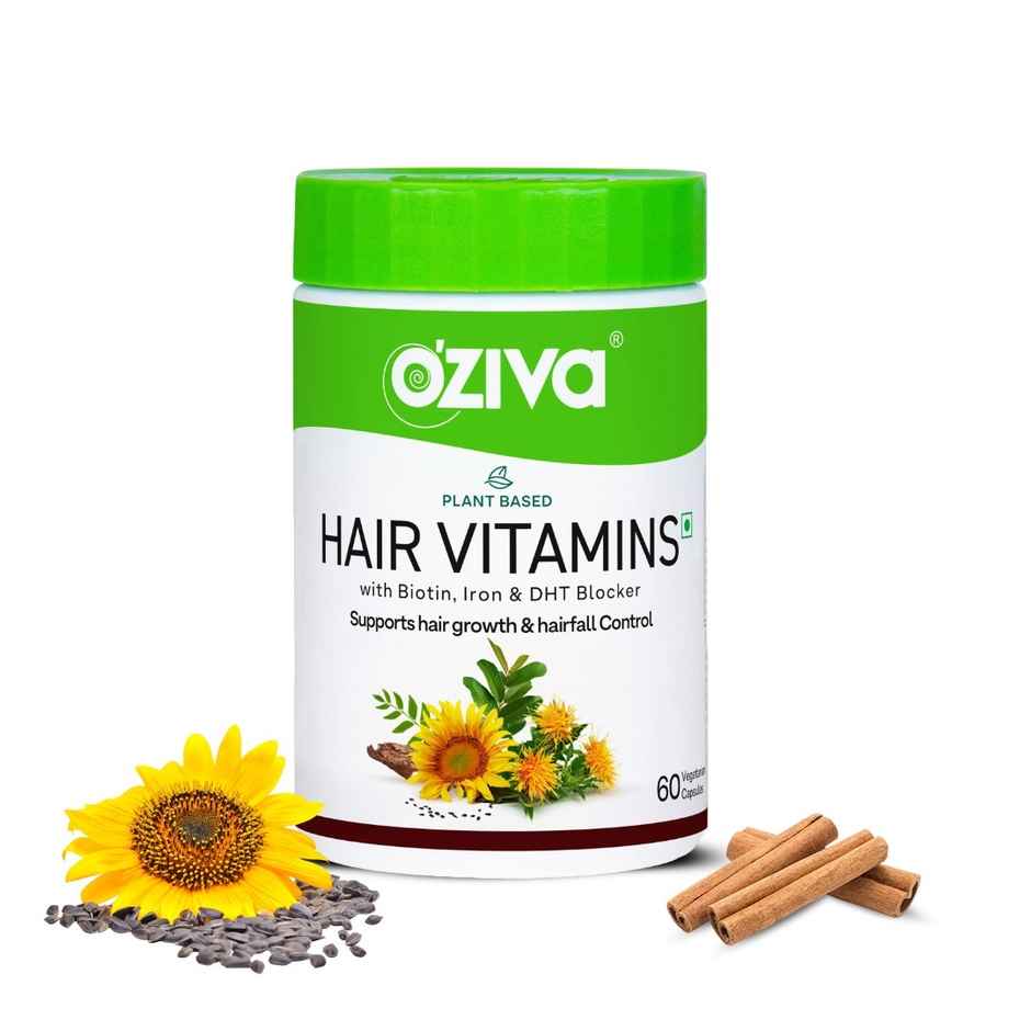 Oziva Hair Vitamins with Biotin, Iron and DHT Blocker for Hair Growth and Hairfall Control