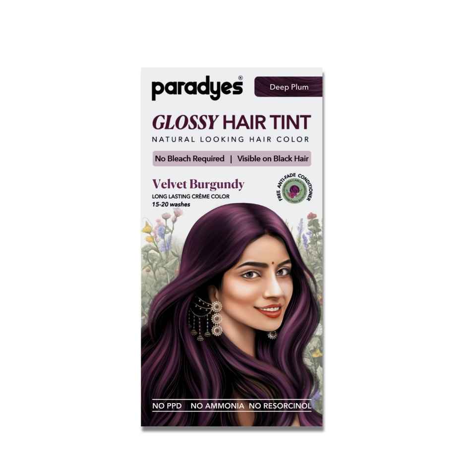 Paradyes No Bleach Velvet Burgundy Glossy Hair Tint, Ammonia|free Hair Color for Natural Black Hair