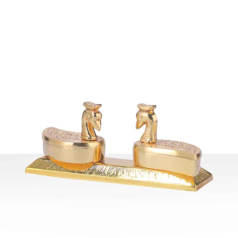 Devnidhii Kumkum/ Sindoor Box Double Duck Dibbi in Gold Polish