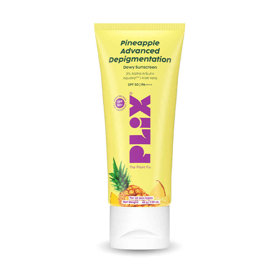 Plix Pineapple Dewy Sunscreen SPF 50 PA+++ | Broad Spectrum UVA/UVB Protection | Fades Dark Spots