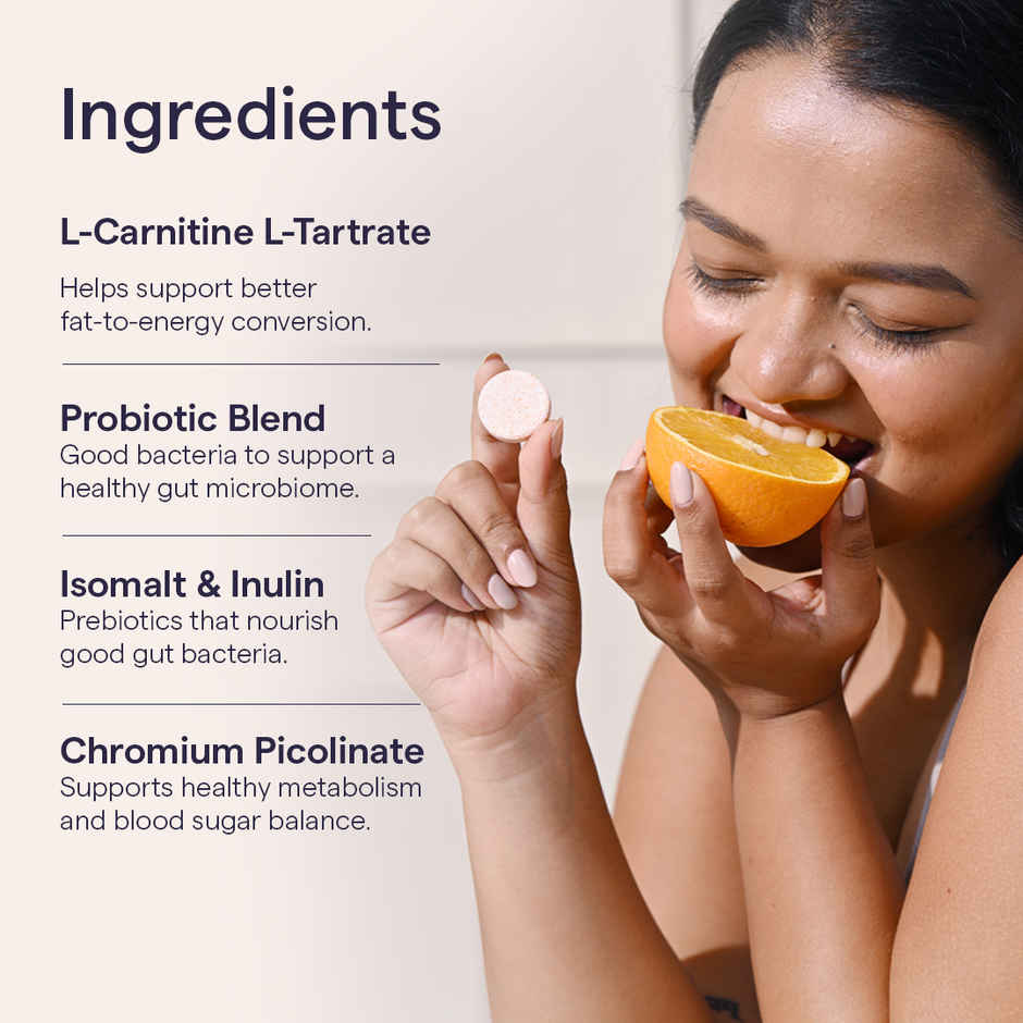 The Good Bug Metabolically Lean Effervescent Tablets Orange Probiotics Supplement and L Carnitine