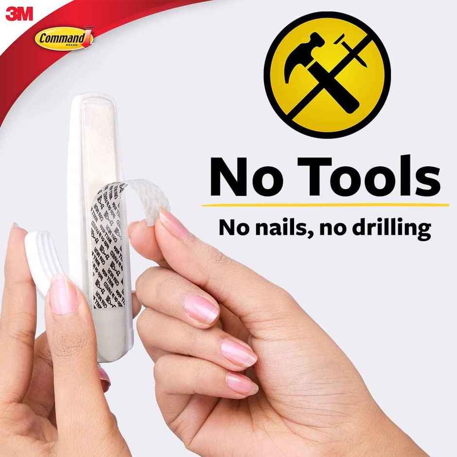 Command Adhesive Damage Free Wall Hooks| 1 Large Hook and 2 Strips Holds 2.2 kg Combo  