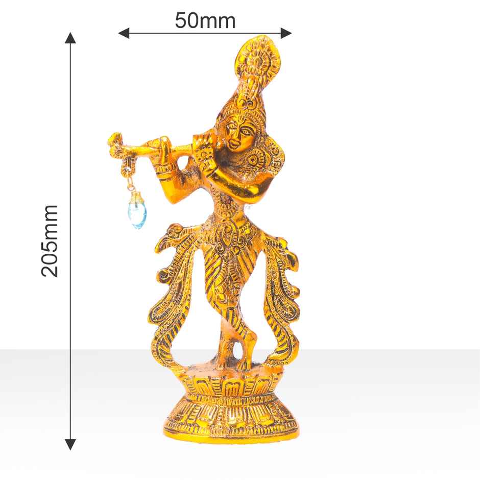 Devnidhii Krishna Ji Idol Bansuriwale On Lotus in Gold Polish