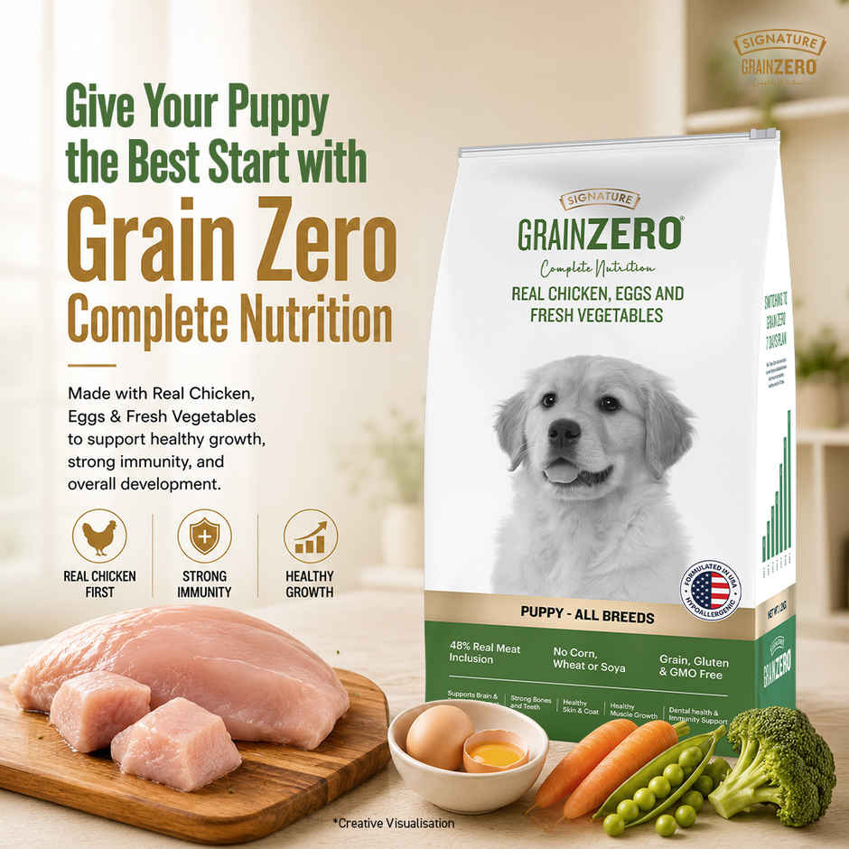 Signature Grain Zero Puppy and Mother Dry Dog Food | Real Chicken, Eggs, and Vegetables