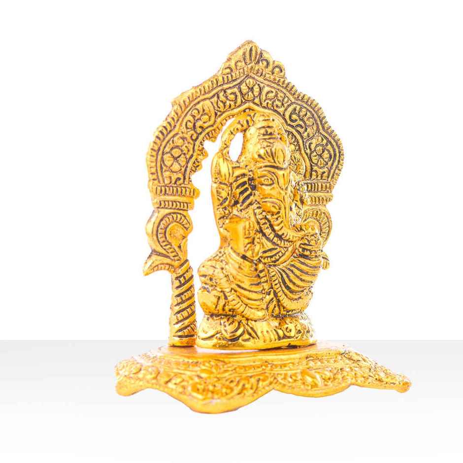 Ganesh Ji on Chowki Mehrab Design | Gold Polish | Devnidhi