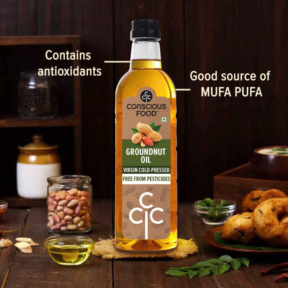 Conscious Food Groundnut (Peanut) Cold Pressed Oil | Organic Healthy Cooking Oil