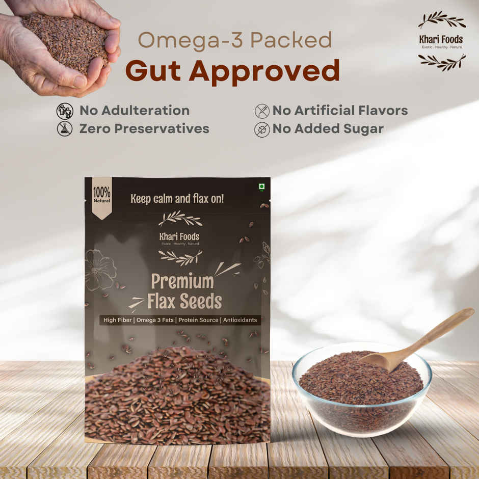 Khari Foods Premium Flax Seeds | Seeds for Eating | Source of Iron & Fibre