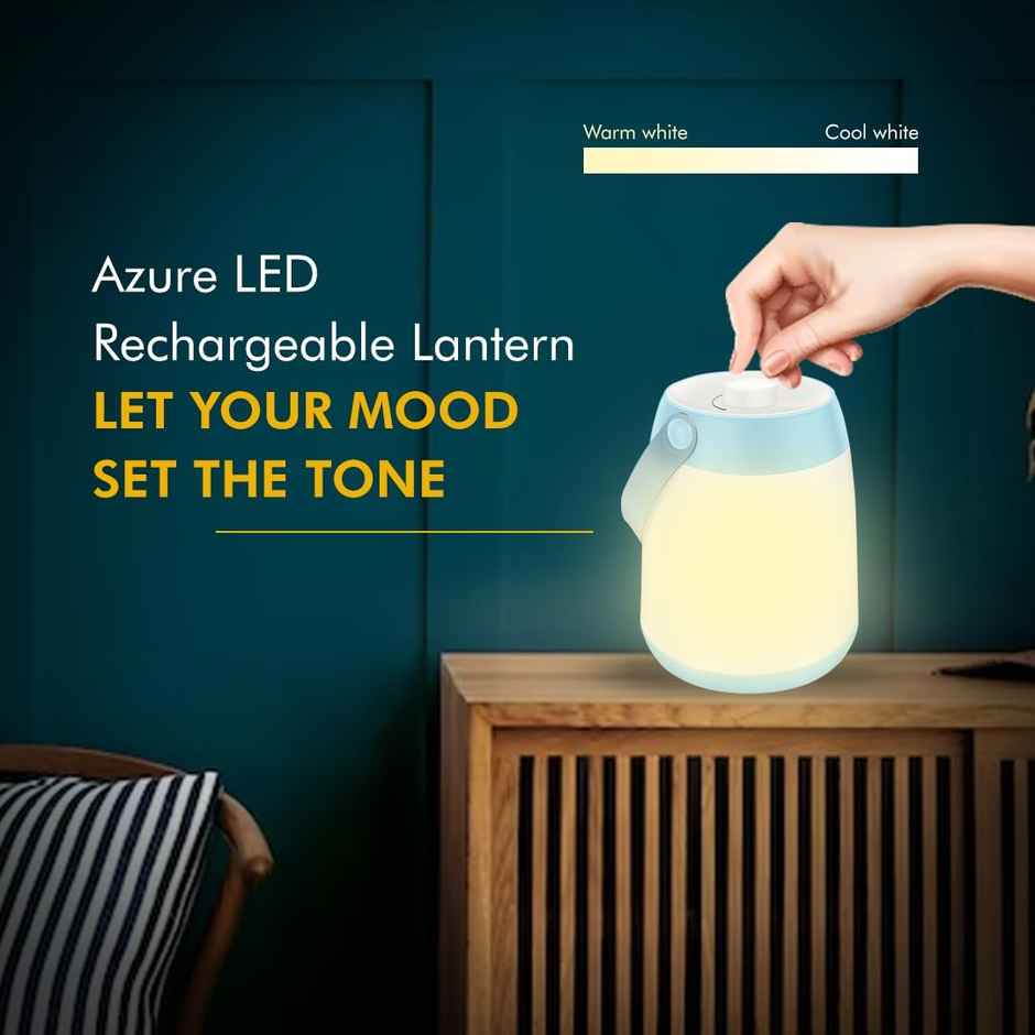 Wipro Azure LED Rechargeable Lantern with 360 Degree Light Distribution,