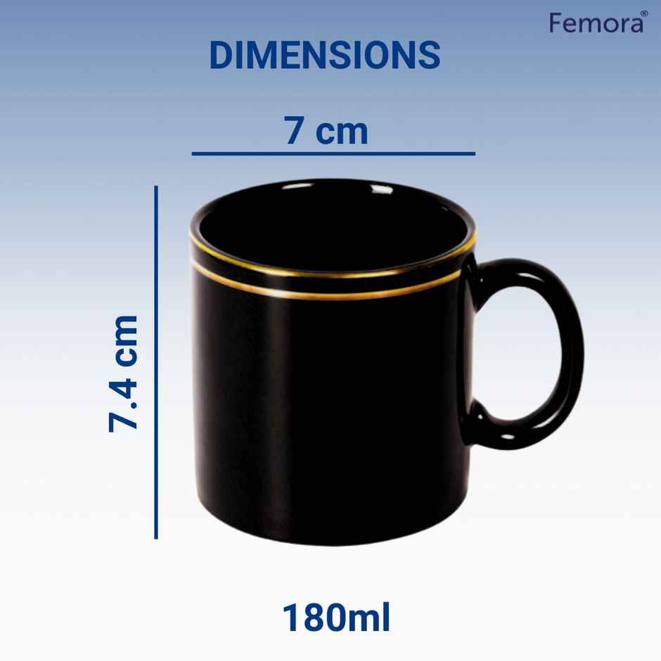 Femora Handcrafted Tea Cup 6 Pcs Black Desh Ki Mitti Microwave Safe