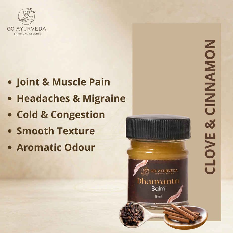 Go Ayurveda Dhanvantri Pain Balm For Headache, Joint, Muscle & Body Pain | With Clove & Cinnamon