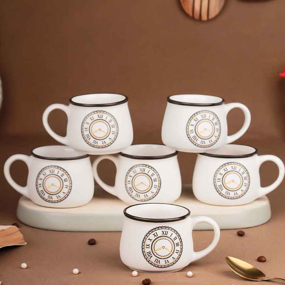 The Earth Store Cup O'clock Ceramic Tea Cups | 200 ml Microwave Safe Coffee Cup