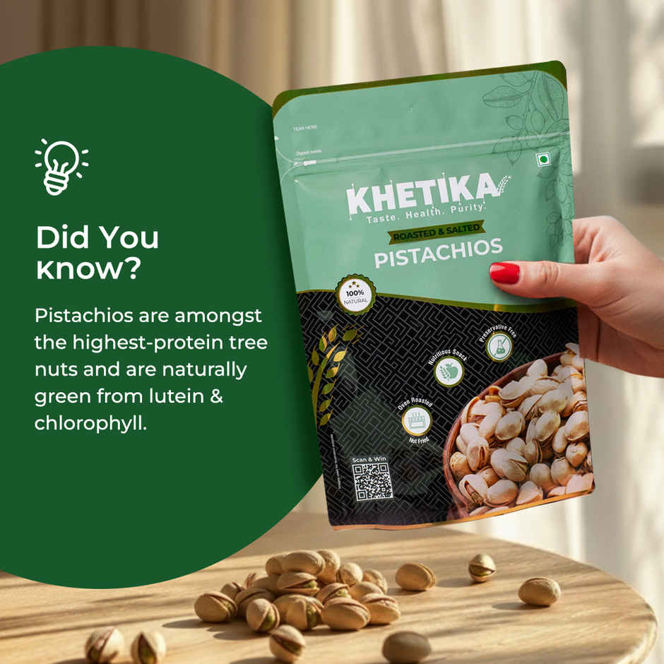 Khetika Premium Roasted & Salted Pistachio | Pista | Zero Preservatives