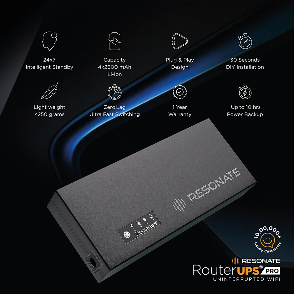 Resonate MiniUPS 12V3A, Upto 10 hours Backup - Pro