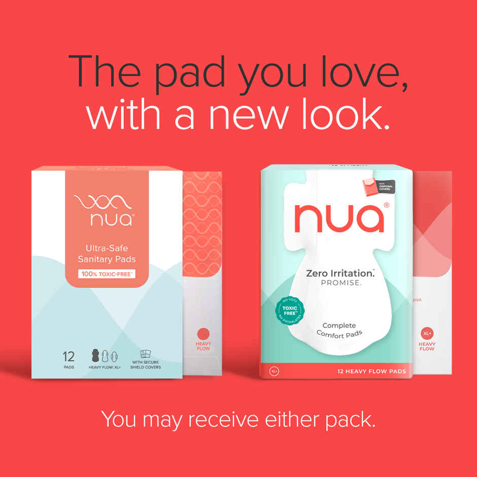 Nua Complete Comfort Pads with Disposal Cover for Heavy Flow | 12 XL+