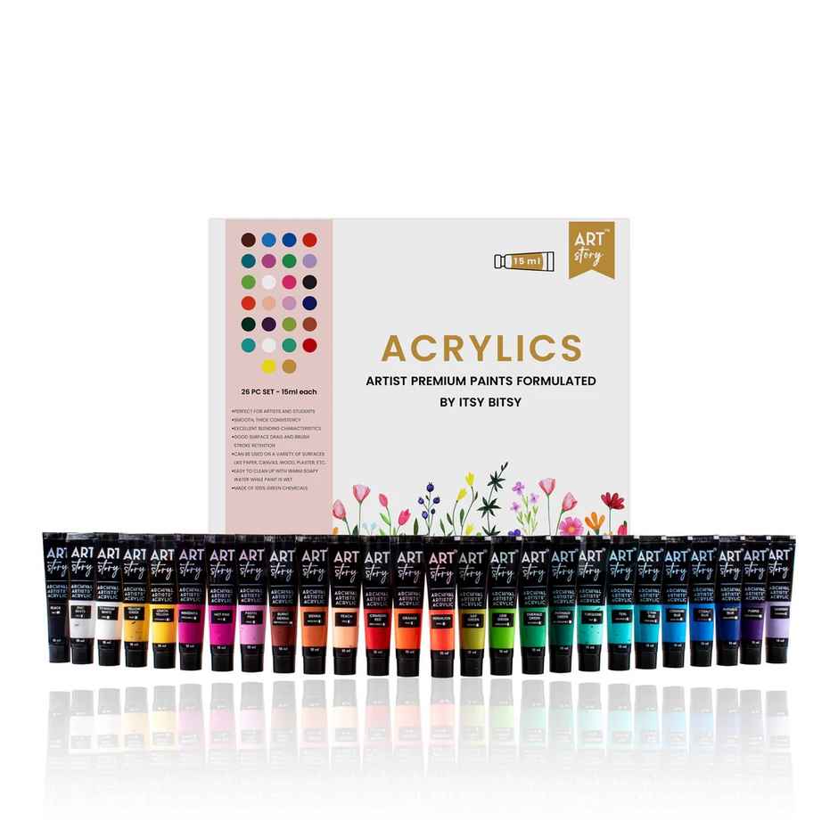Itsy Bitsy Artists Acrylic Colour Set 26 Colors x 15 ml Each