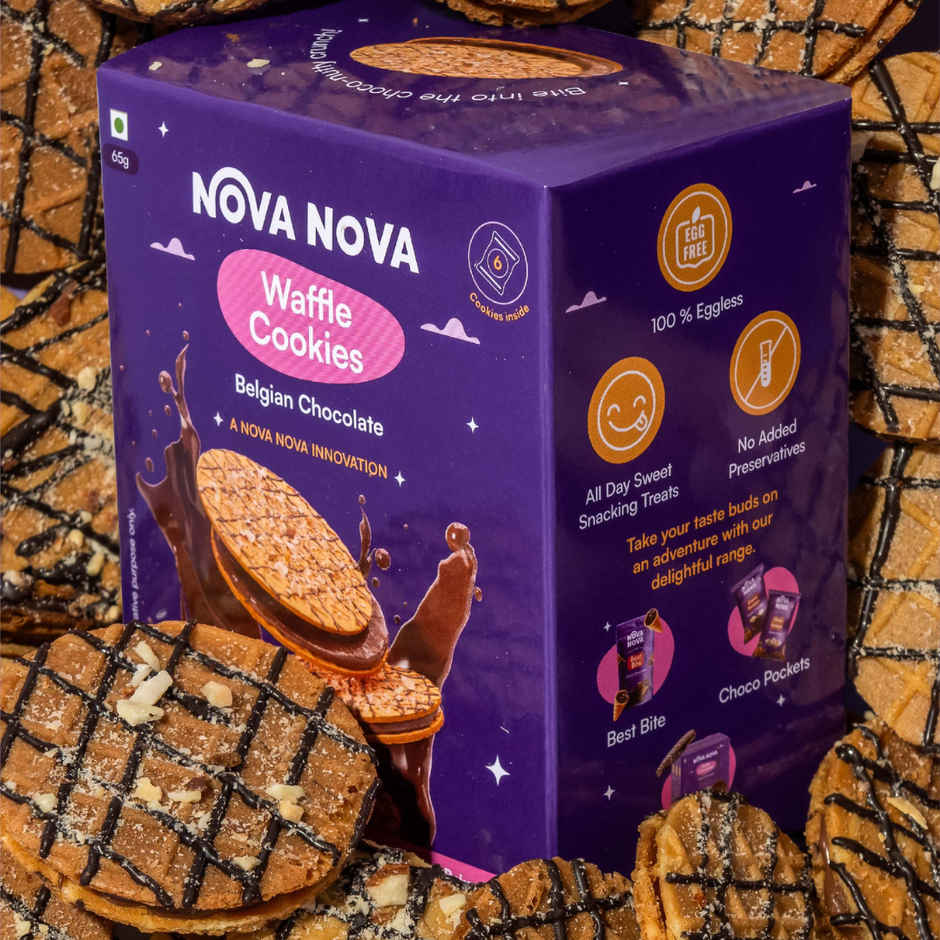 Nova Mini Waffle Cookies - Belgian Chocolate Waffle Biscuits | Preservative-free Combo