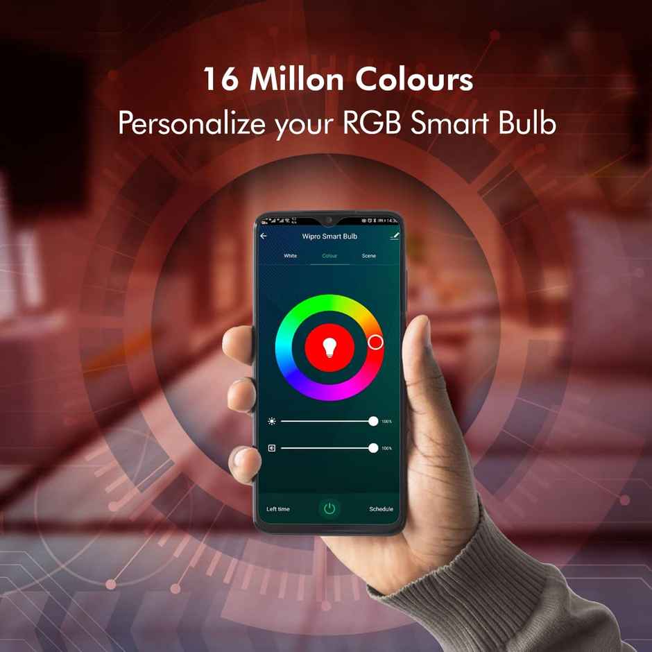 Wipro 9W B22 WiFi Smart LED Bulb with Music Sync Compatible with Amazon Alexa and Google Assistant