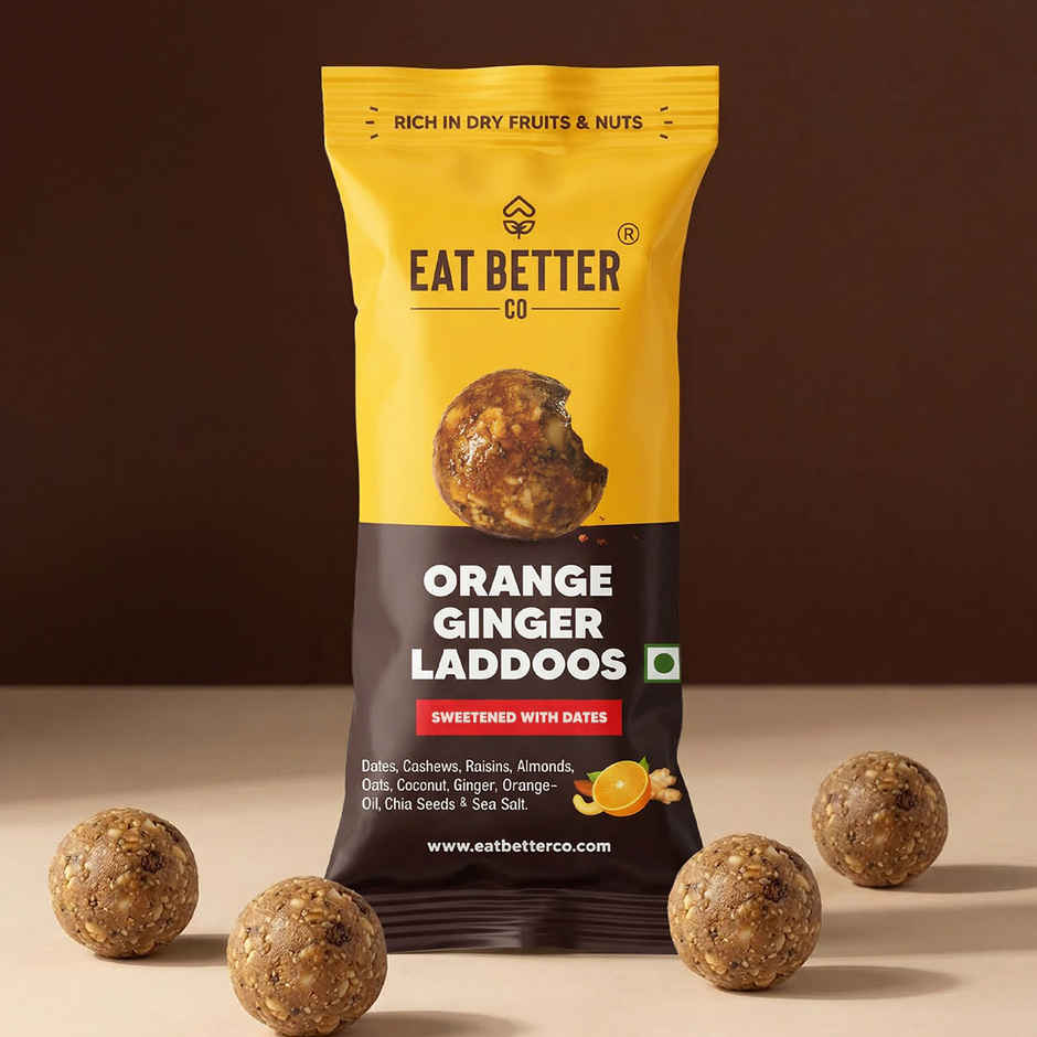 Eat Better Co Orange & Ginger Laddoos | No Added Sugar | High Protein, Truly Natural