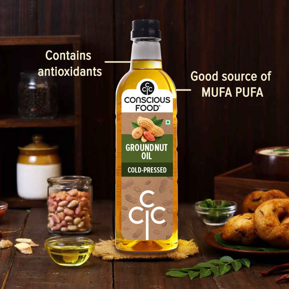 Conscious Food Groundnut (Peanut) Cold Pressed Oil | Organic Healthy Cooking Oil