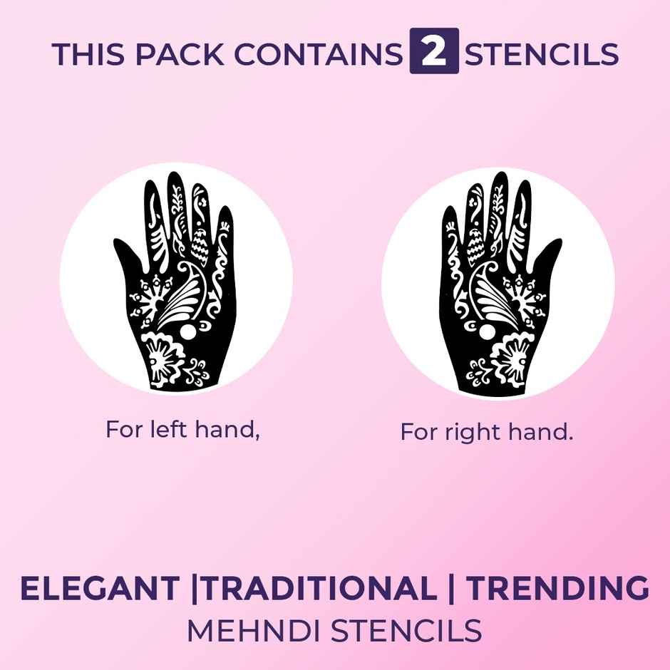 Sanfe Mehndi Stencil Full Hand Set, Henna Tattoo Stencil/Sticker Style 5