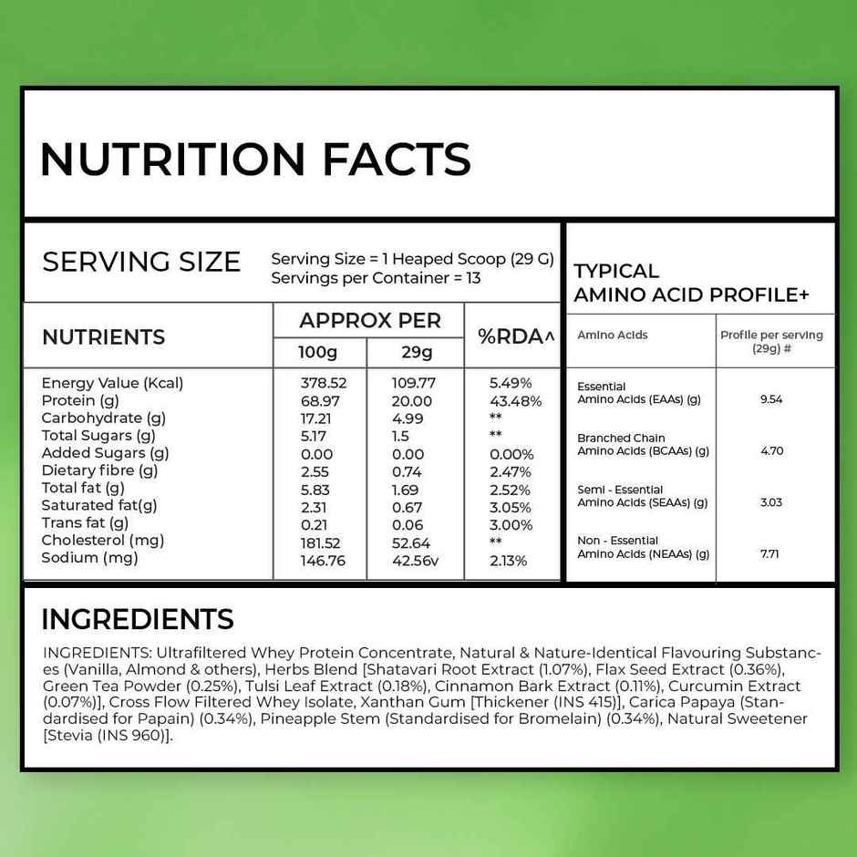 Oziva Whey Protein Powder With Herbs For Women |20g Protein|5.5g Bcaa | Vanilla Almond