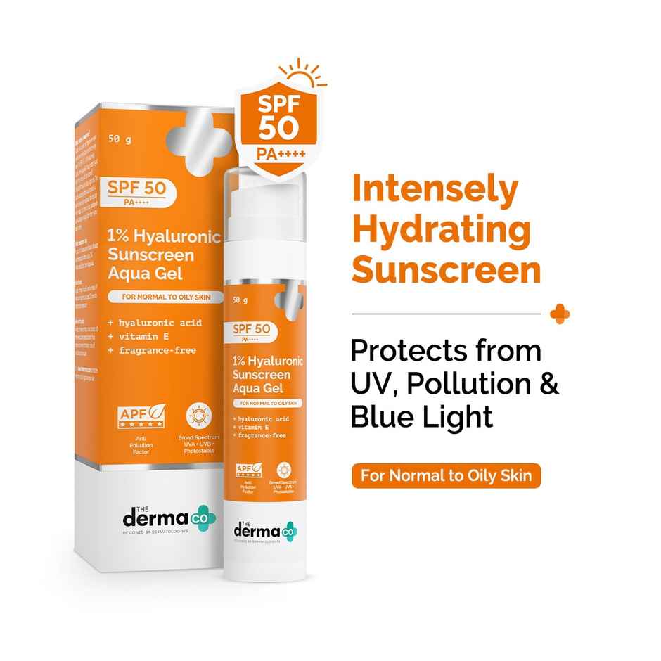The Derma Co 1% Hyaluronic Sunscreen Spf 50 Pa+++ Aqua Gel For Normal To Oily Skin