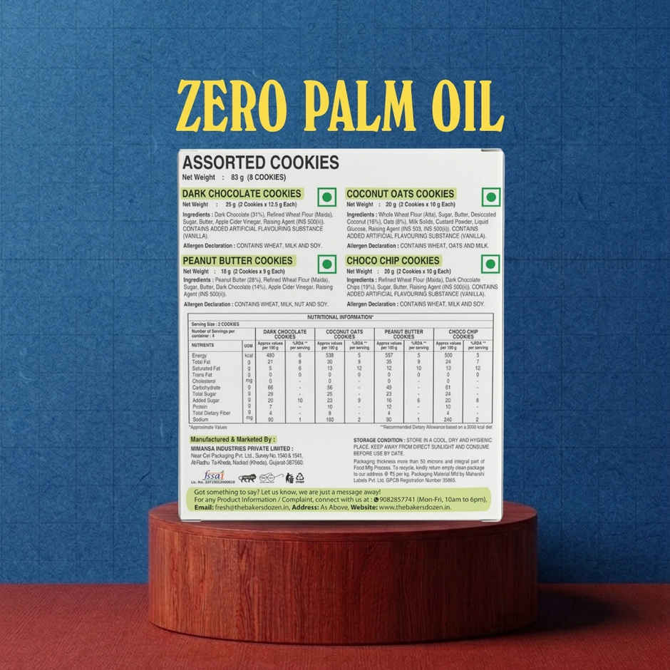 The Baker's Dozen Assorted Cookies | Dark Chocolate, Coconut Oats & Peanut Butter Cookies