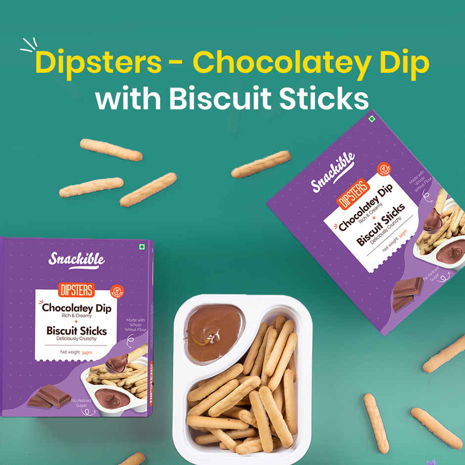 Snackible Biscuit Sticks | With Chocolatey Dip | Made With Jaggery