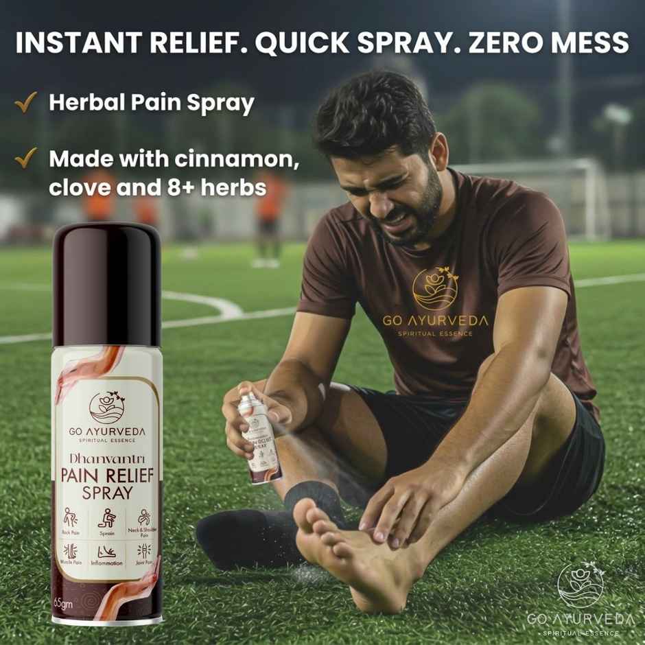 Go Ayurveda Dhanvantri Pain Relief Spray For Joint, Muscle & Back Pain|With Clove & Cinnamon