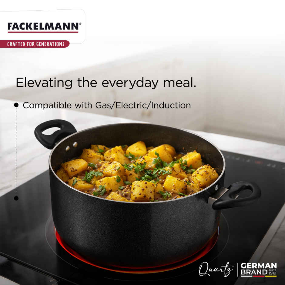 Fackelmann Quartz Nonstick Casserole w Glass Lid 28cm BPA-Free All Stoves Compatible Anti-scratch