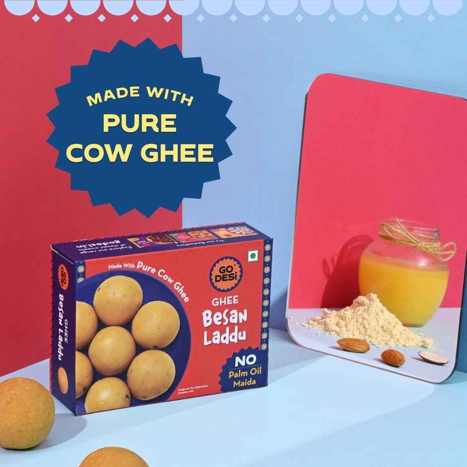 GO DESi Ghee Besan Laddu | No Palm Oil, Maida | With Pure Cow Ghee