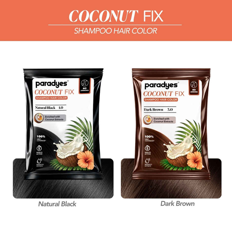 Paradyes Coconut Fix Shampoo No Ammonia Hair Color | Dark Brown 3.0