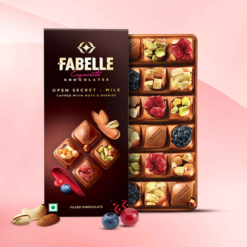 Fabelle Open Secret- Milk Chocolate Handcrafted Bar with Exotic Nuts and Berries