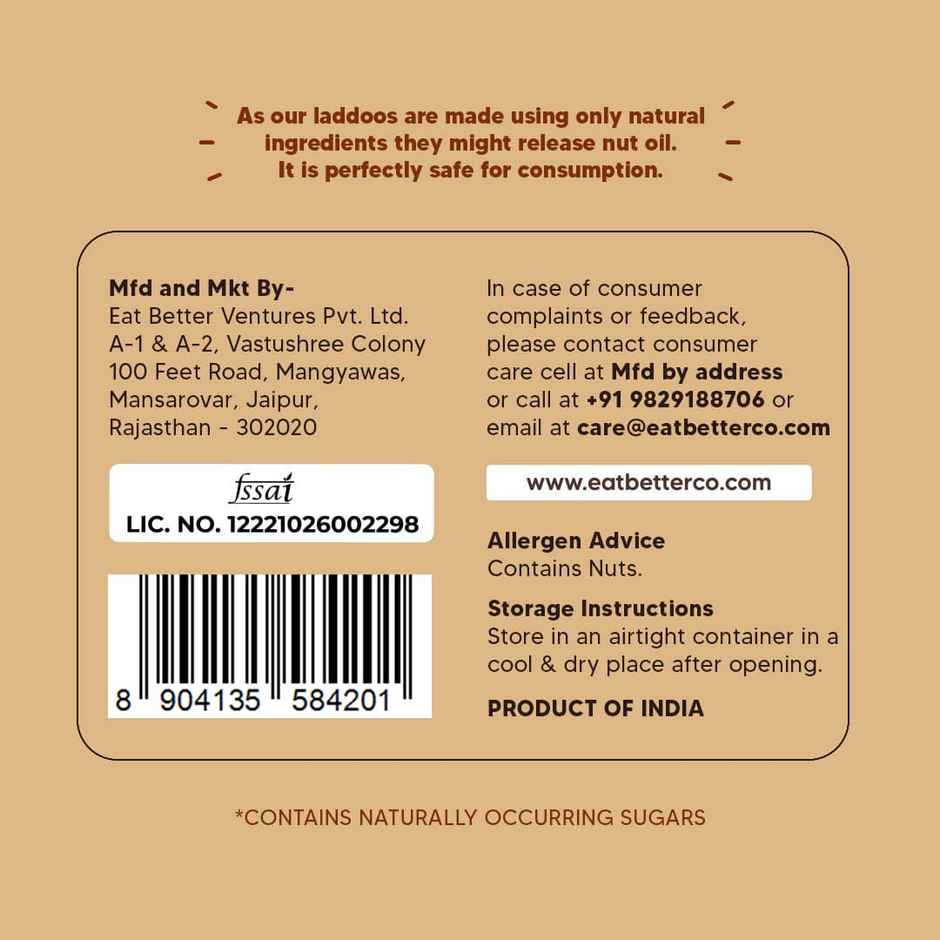 Eat Better Co Orange & Chocolate Laddoos | No Added Sugar | High Protein | 100% Natural