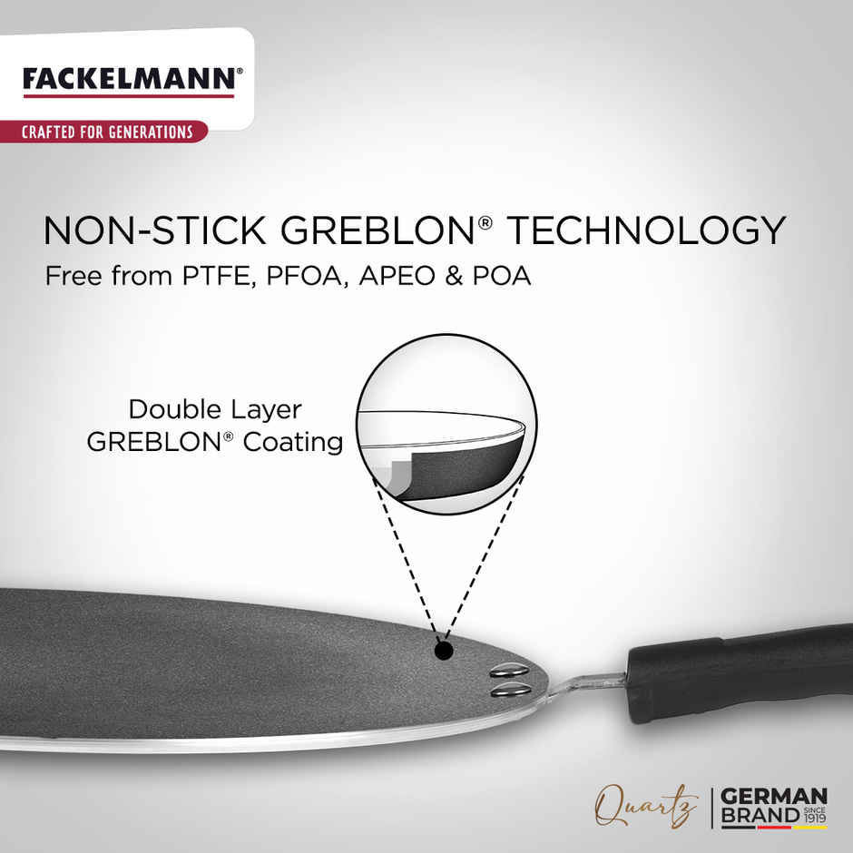 Fackelmann Quartz Nonstick Concave Tawa 25cm BPA-Free All Stoves Compatible Anti-scratch