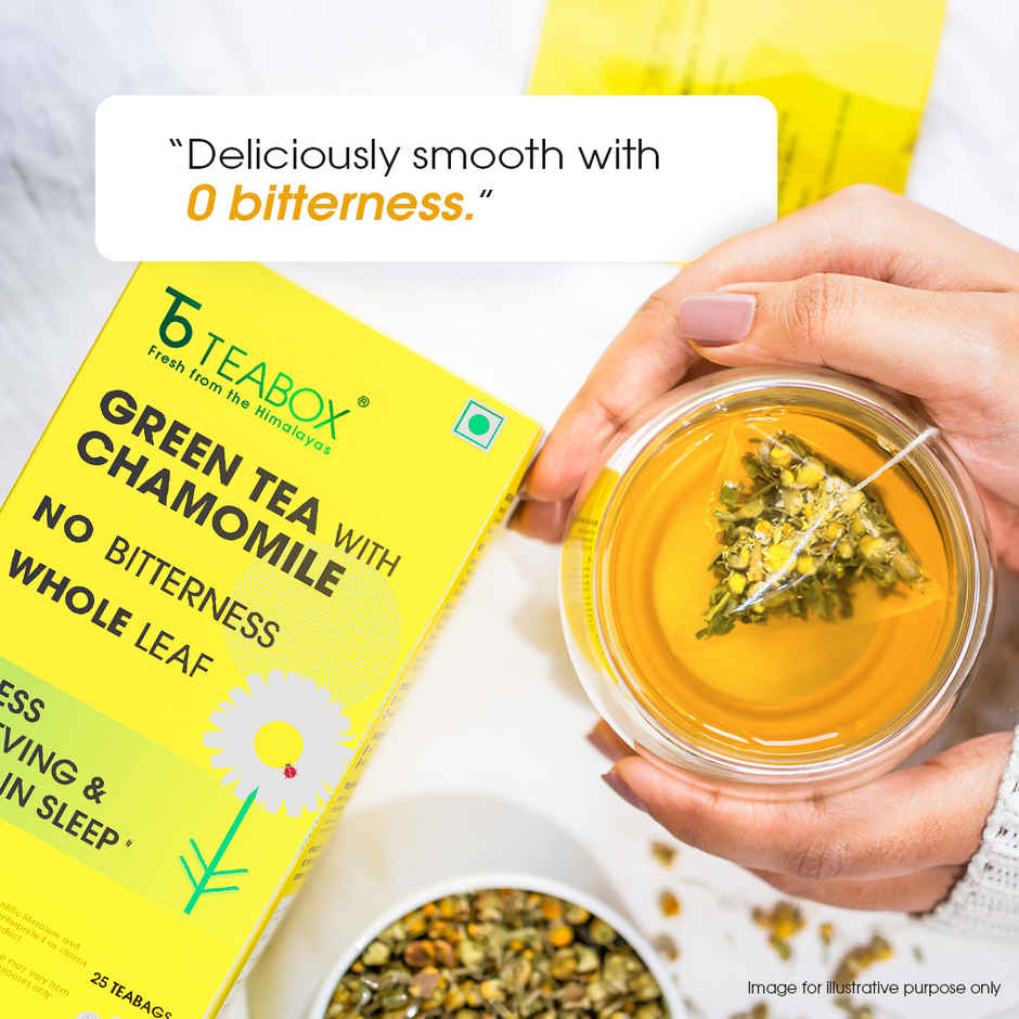 Teabox Chamomile Green Tea | Fresh And Floral Calm Tea Bags | Relaxed Sleep In Every Sip