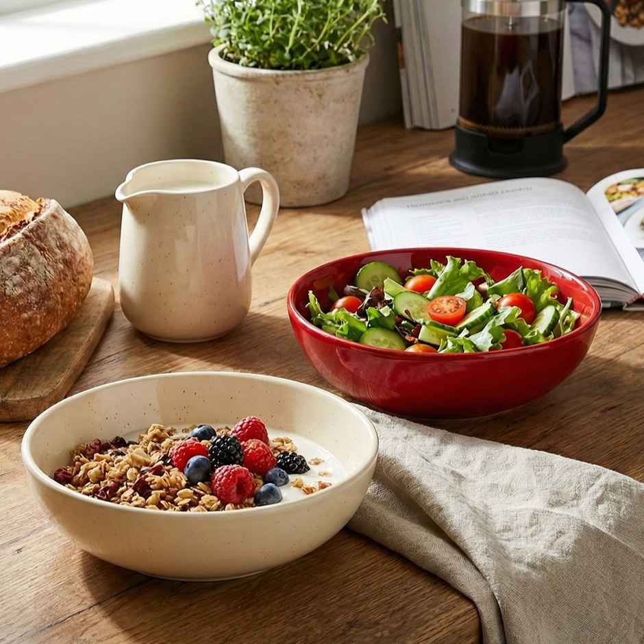 BlackCarrot Red & White Snack Bowl Set | Animal Bone Ash Free Stoneware