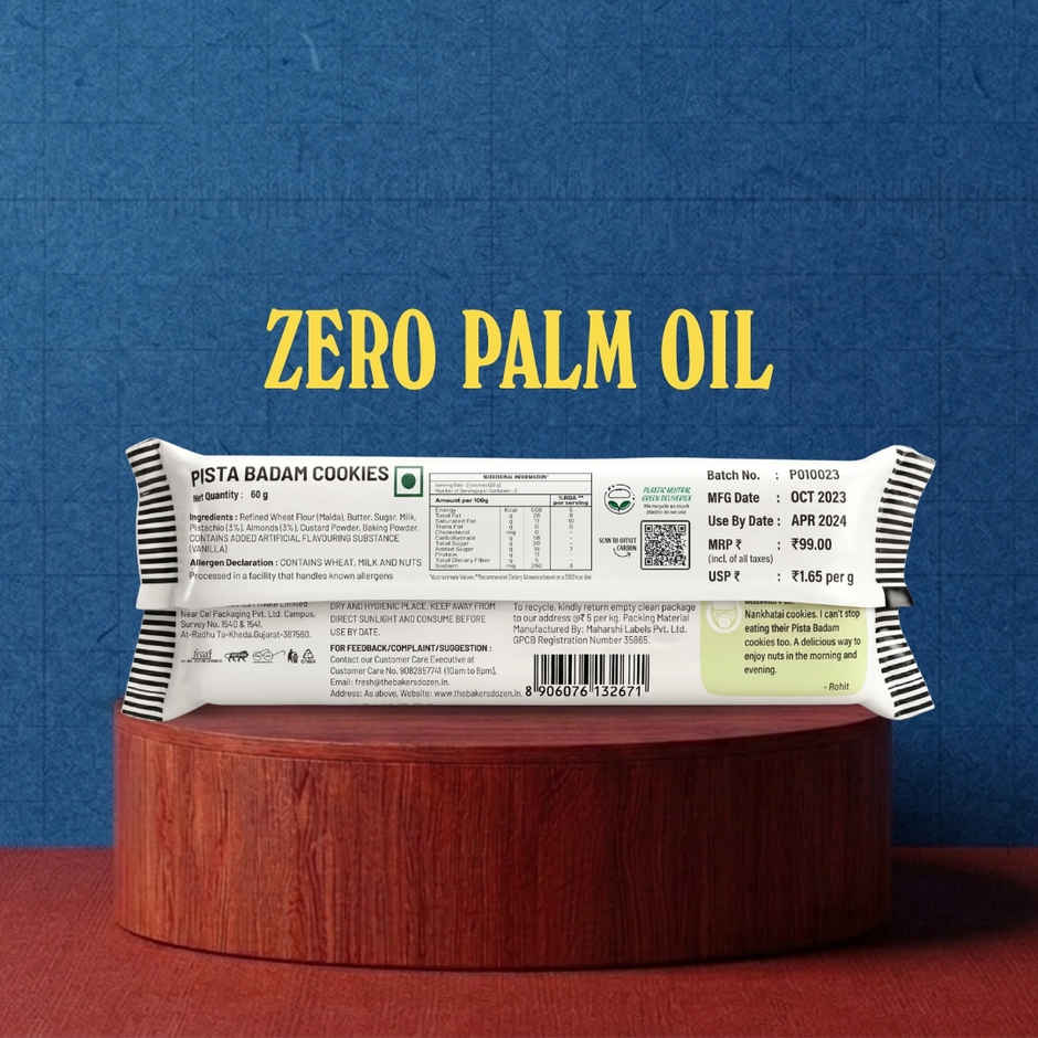 The Baker's Dozen Pista Badam Cookies | Premium Biscuit Handmade Cookies | Pista Biscuit