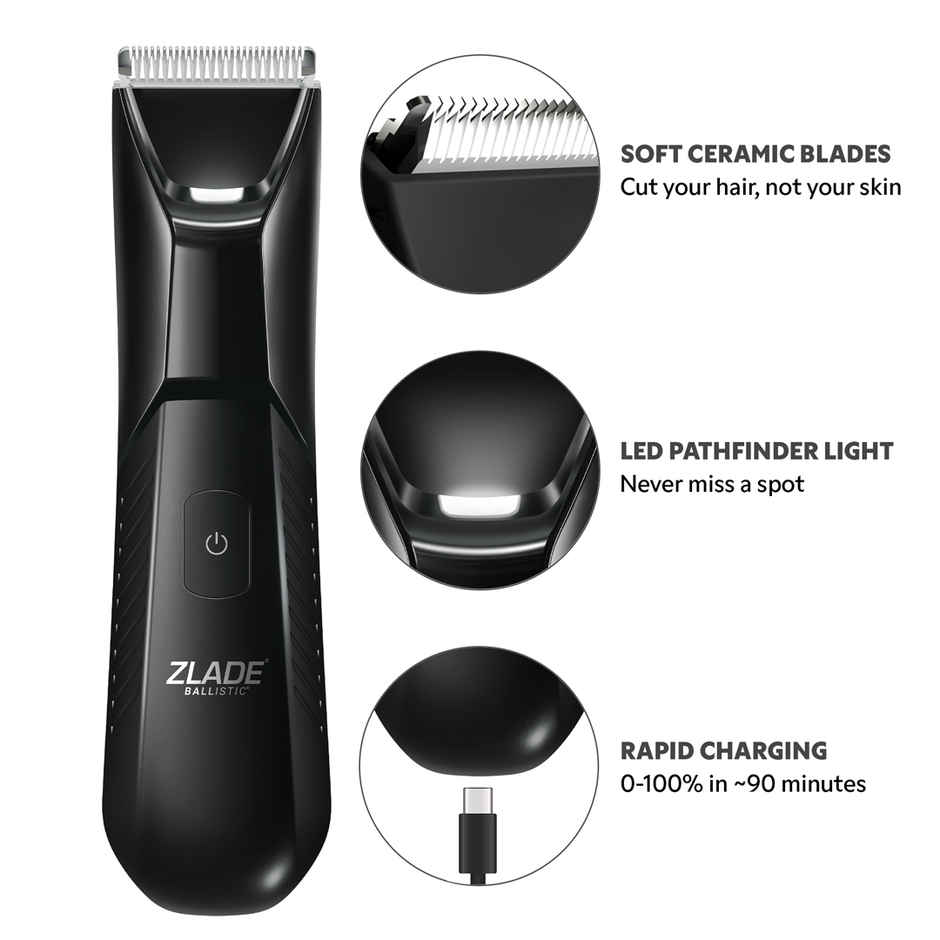 Zlade Ballistic Lite Plus Full-Body Trimmer For Men | Beard, Body & Balls