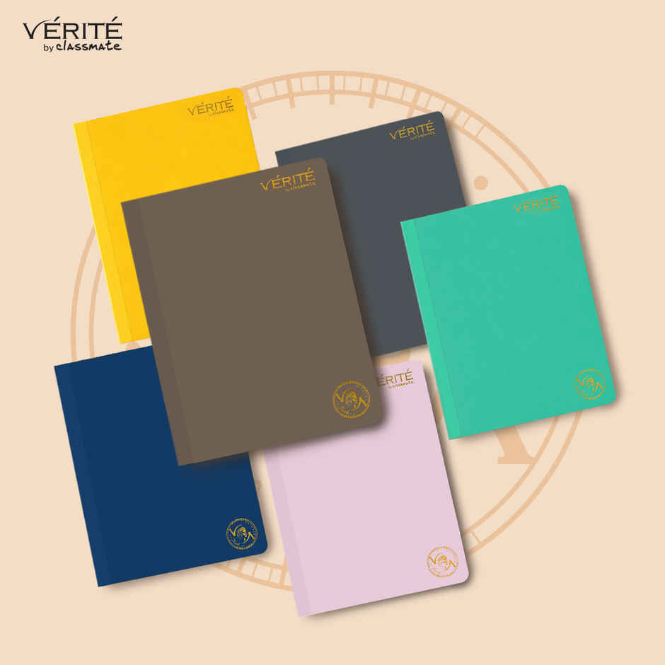 Verite by Classmate | Lay Flat Notebook | Taupe Brown | Size 240 X 180 | Single Line | 120 Pages