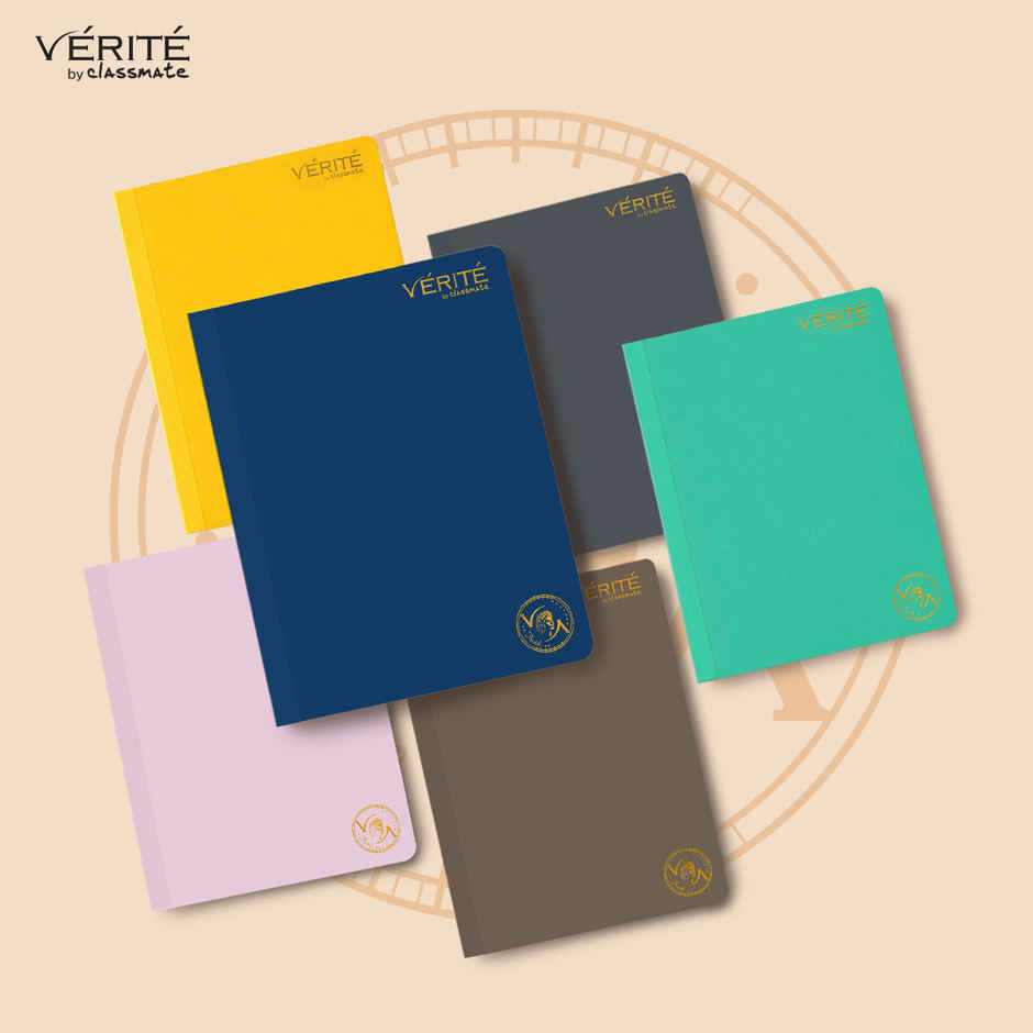 Verite by Classmate | Lay Flat Notebook | Royal Blue | Size 240 X 180 | Unruled | 120 Pages