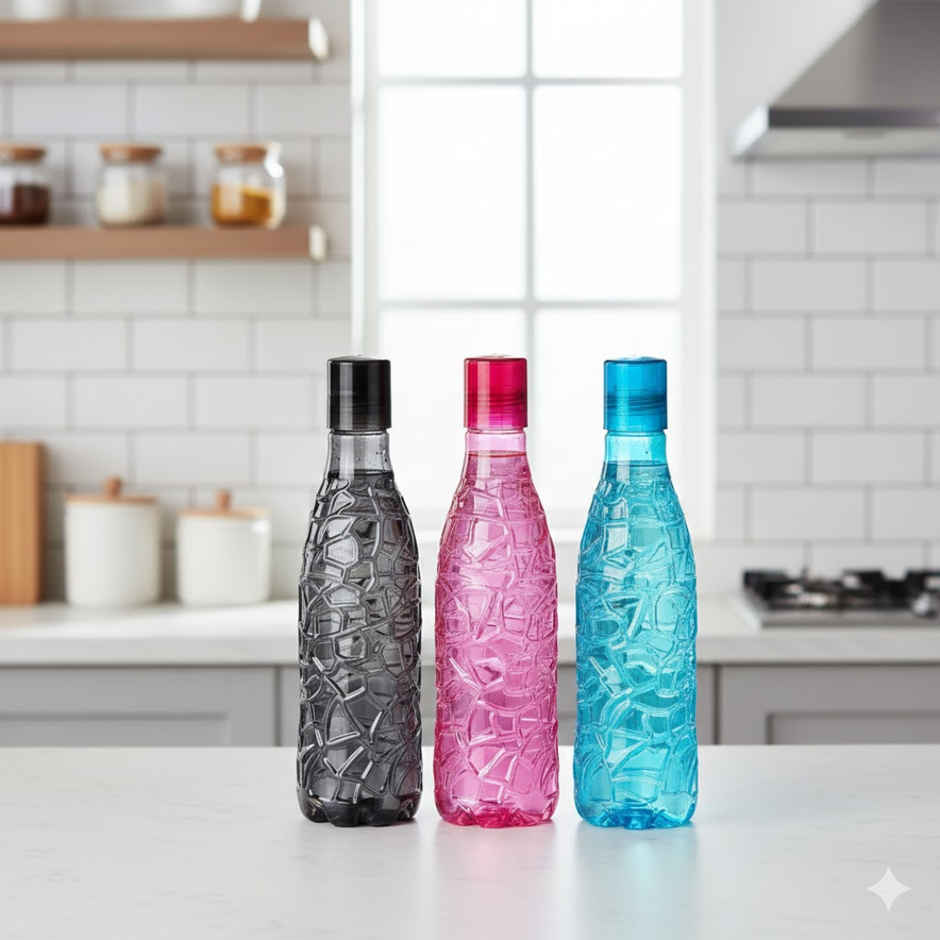ReeQ Textured Fridge Water Bottle Set | BPA Free, Leakproof | Multicolor | 1 L