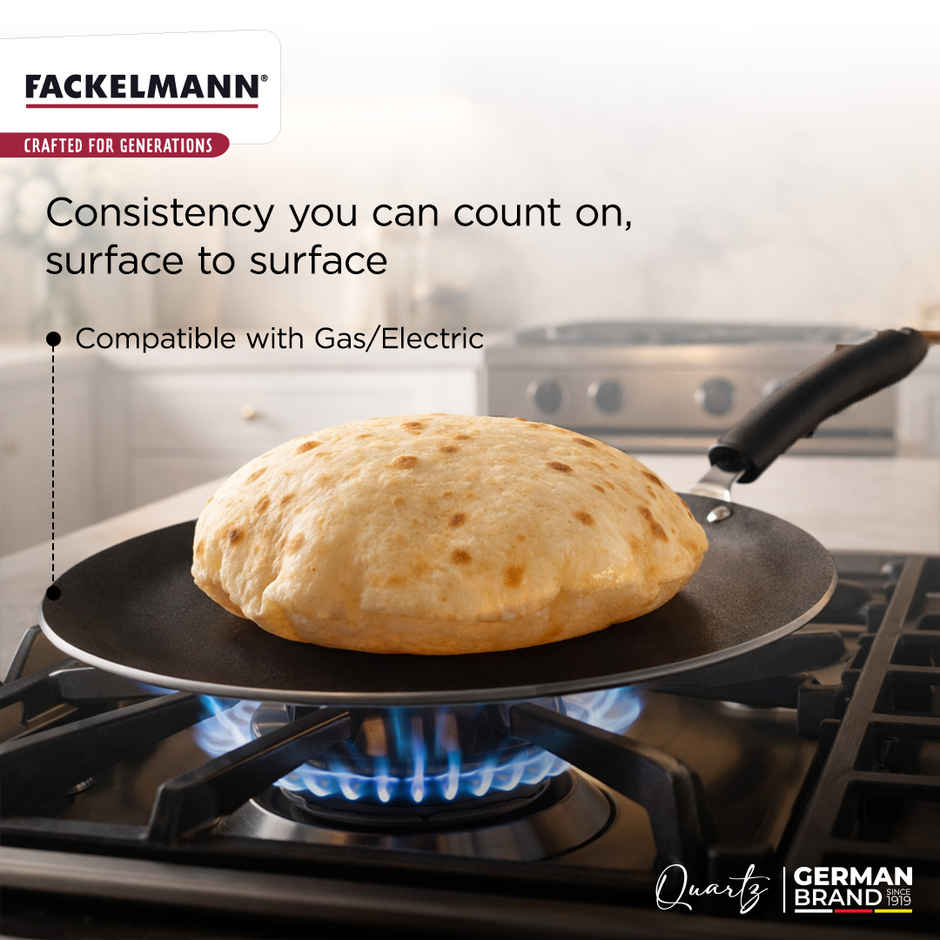 Fackelmann Quartz Nonstick Concave Tawa 28Cm, German Technology, Roti/Chapati/Paratha Tava
