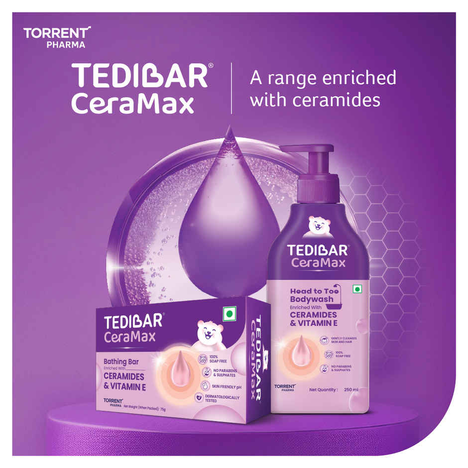 Tedibar Ceramax Head to Toe Gentle Cleansing Baby Body Wash | For Skin and Hair | Triple Ceramides, Allantoin and Vitamin E | Soap Free
