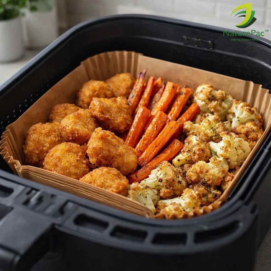 Naturepac AirFryer Paper Liners Square 8 inch
