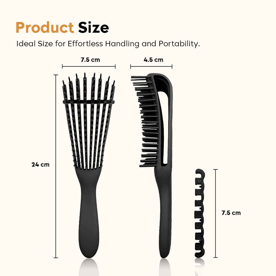 Gleva Detangler Hair Brush for Men & Women Wet Dry Straight Curly Hair Pain Free Scalp Massage