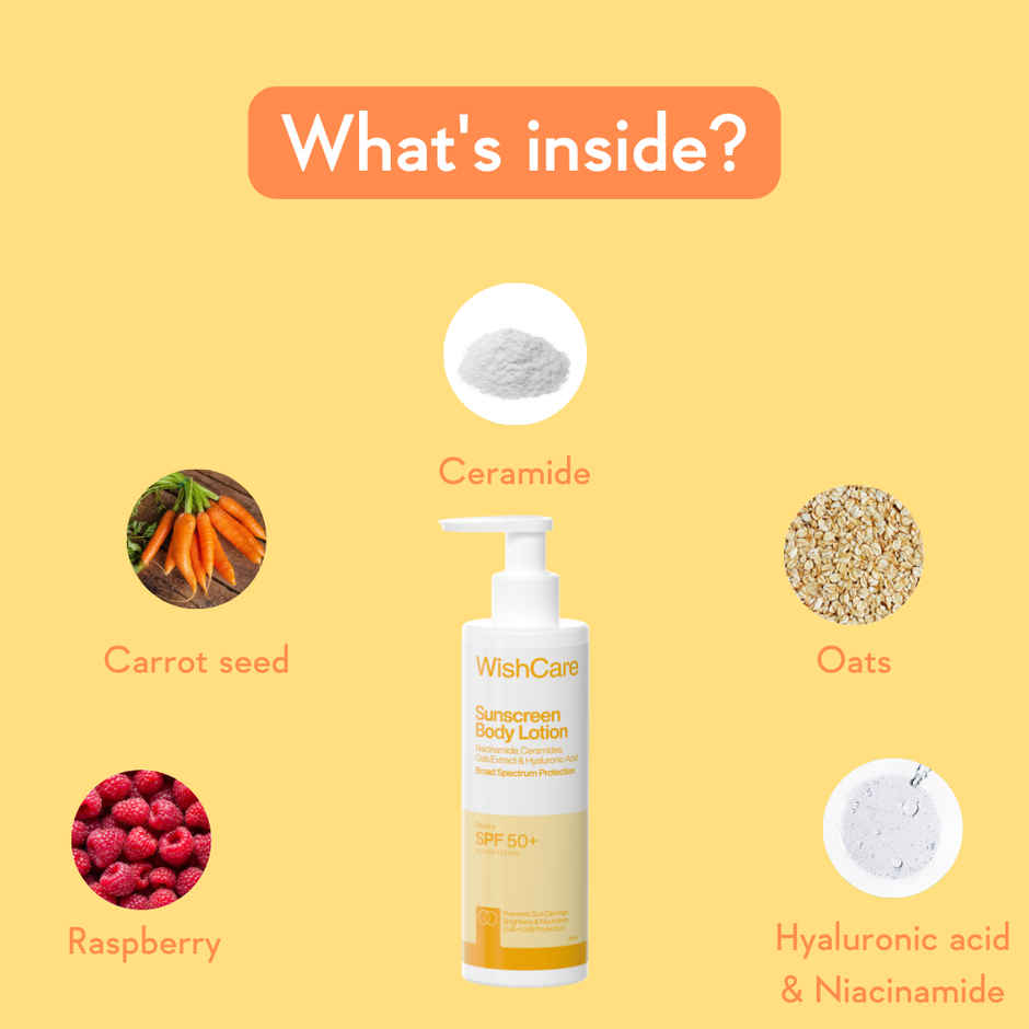 WishCare Sunscreen Body Lotion SPF 50 PA++++ | In-Vivo Tested | Body Sunscreen With No Cast