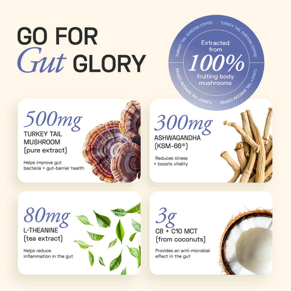 Ace Blend Turkey Tail Shroom Medium Roast Organic Coffee Premix