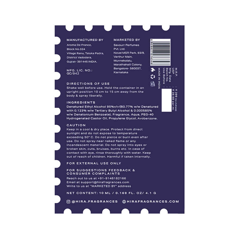 Hira Dive Club Long Lasting Eau De Parfum For Men | Woody, Musky & Spicy Notes