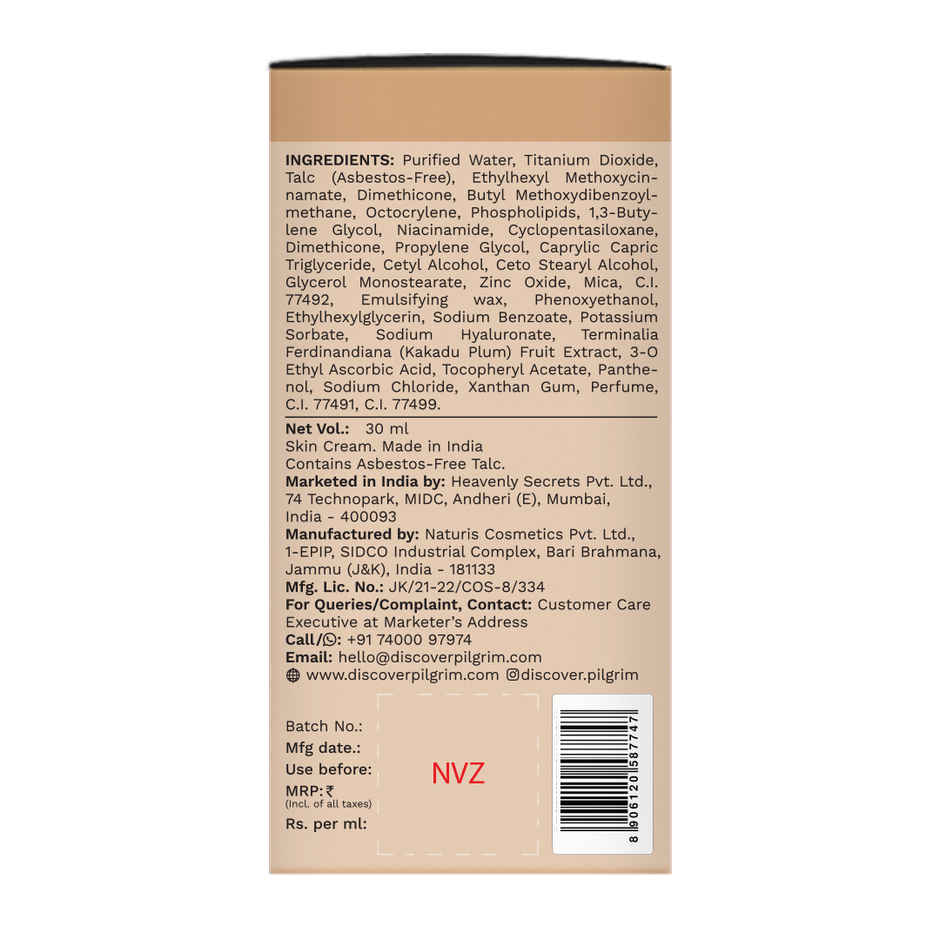 Pilgrim Glow 3-IN-1 BB Cream SPF 50 PA++++ Vitamin C Infused | Matte Finish | Beige Glow 05